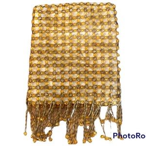 BIJOUX TERNER Purse Crossbody Evening Gold Bead Beaded Flapper Purse Bag Holiday